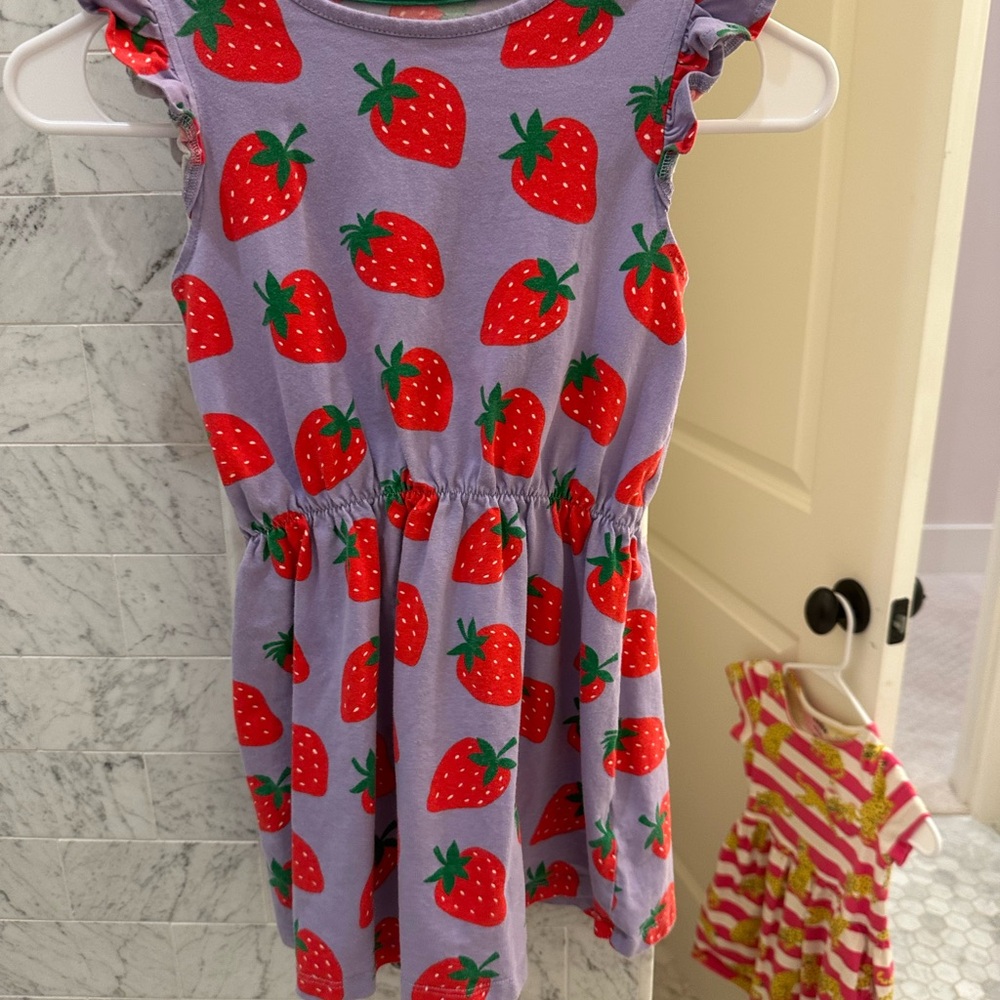 Mini Boden Purple Dress with Red Strawberries